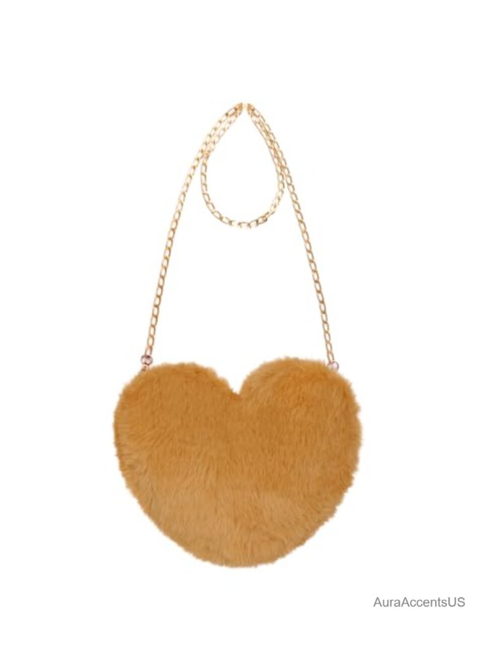 Faux Fur Heart Shaped Crossbody Bag Fluffy Clutch Purse